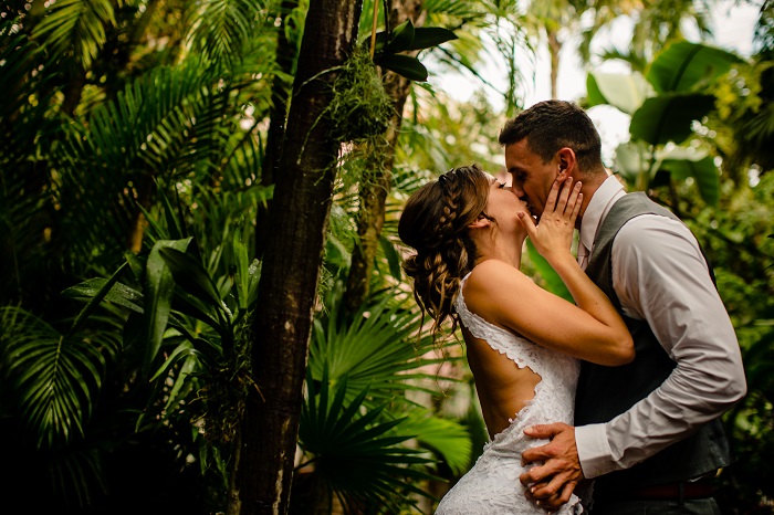 Wedding bride and groom toast in a Key West Wedding Reception